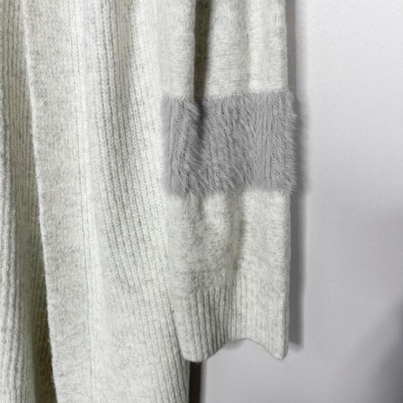 New Hem & Thread Large L Gray Striped Sleeve Open Front Cardigan Sweater Cozy - Picture 6 of 13